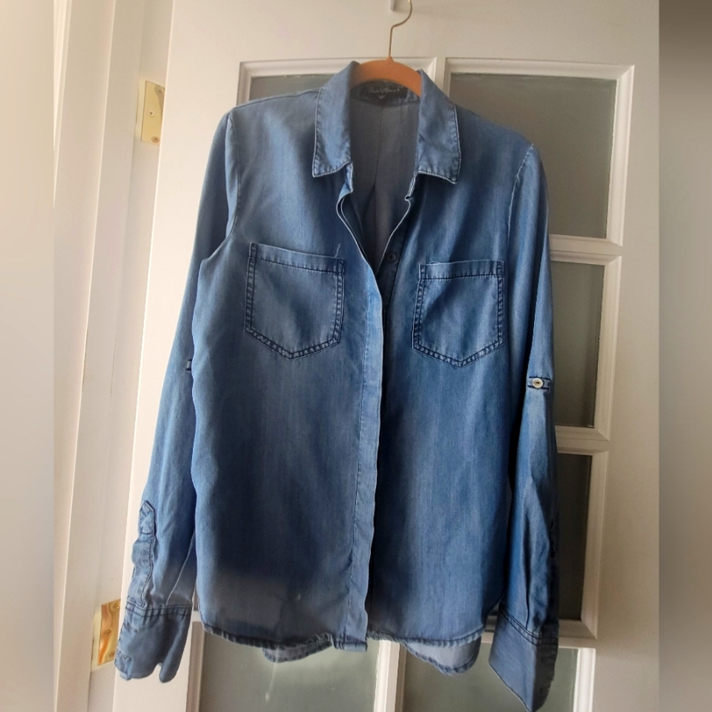 Denim Jean Button Up Blouse sz Medium